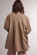 Denim Button-Up Shacket- Mocha