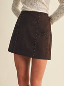 Studded Suede Mini Skirt