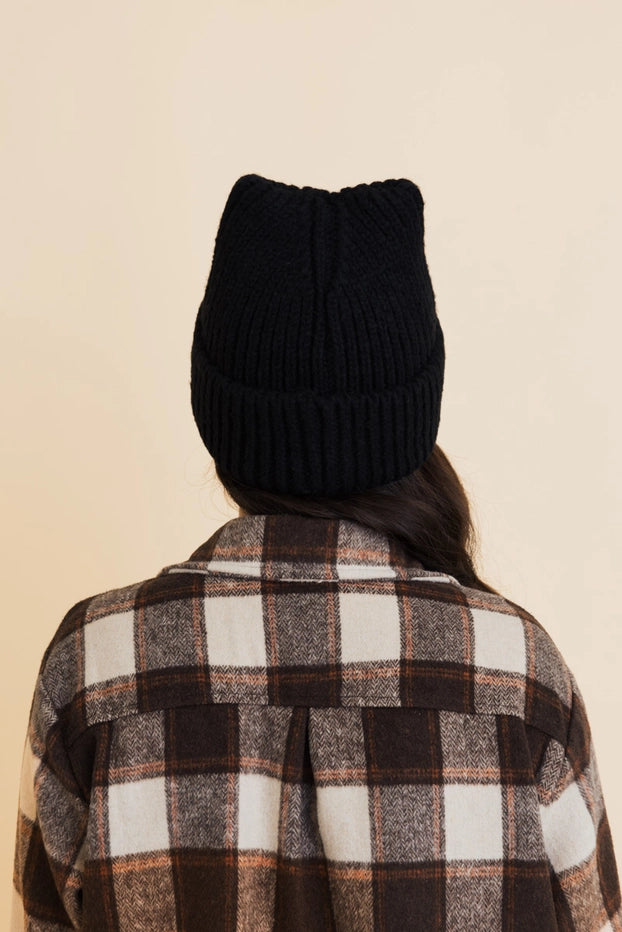 Chill Vibes Soft Ribbed Square Top Beanie