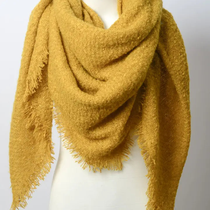 Cozy Mohair Open Work Square Blanket Scarf