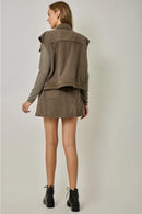 Washed Braided Denim Mini Skort