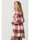 Fringe Detailed Long Plaid Jacket