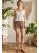 Stretch Denim Shorts - Brown