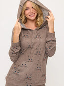 Cat Whiskers Print Tunic Hoodie