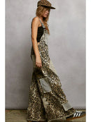 Crochet Contrast Patch Detail Chest Pocket Woven Overalls