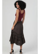 Tie Waist Wavy Ruffle Maxi Skirt