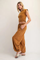 Solid Pocket Jogger Sweatpants-Walnut