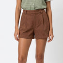 Suede Pleated High Waisted Shorts