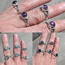 Sterling Silver Ring Gemstone Boho Twist- Sapphire