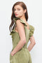 Ruffled Washed Cotton Jumpsuit with Front Zipper