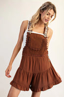 Lace Trim Tiered Sleeveless Romper