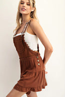 Lace Trim Tiered Sleeveless Romper