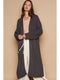 Open Front Long Sleeves Long Cardigan Sweater - Charcoal