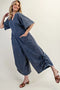 Short Sleeve V-Neck Jumpsuit