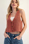 Button Down Sleeveless Sweater Top