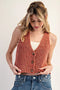 Button Down Sleeveless Sweater Top