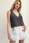 Button Down Sleeveless Sweater Top