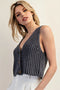 Button Down Sleeveless Sweater Top