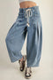Mineral Washed Pleated Denim Pants