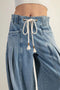 Mineral Washed Pleated Denim Pants