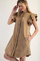 Snow Washed Button Down Mini Dress