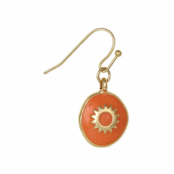 Vintage Celestial Orange Sun Gold Earrings