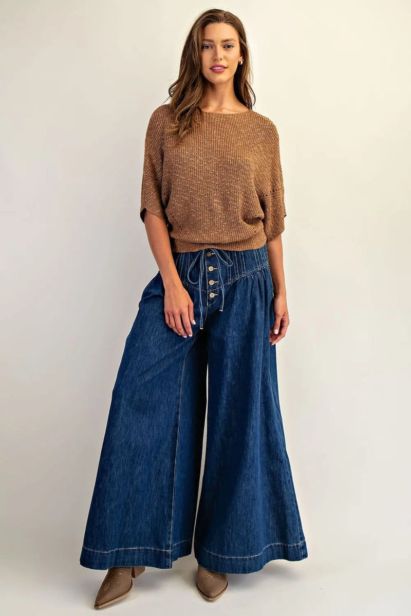 Cropped Half Dolman Sleeve Knit Sweater