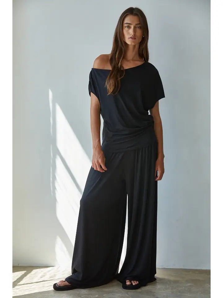 Knit Polyester Spandex One Shoulder Sleeveless Top