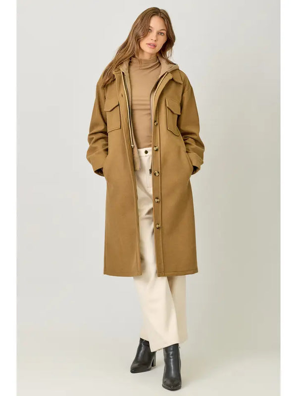 Twofer Hoodie Solid Coat
