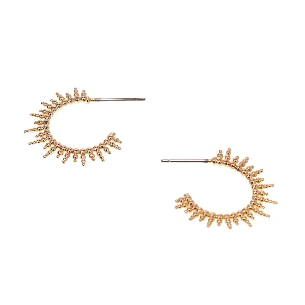 Small Sunburst Post Hoop Earring