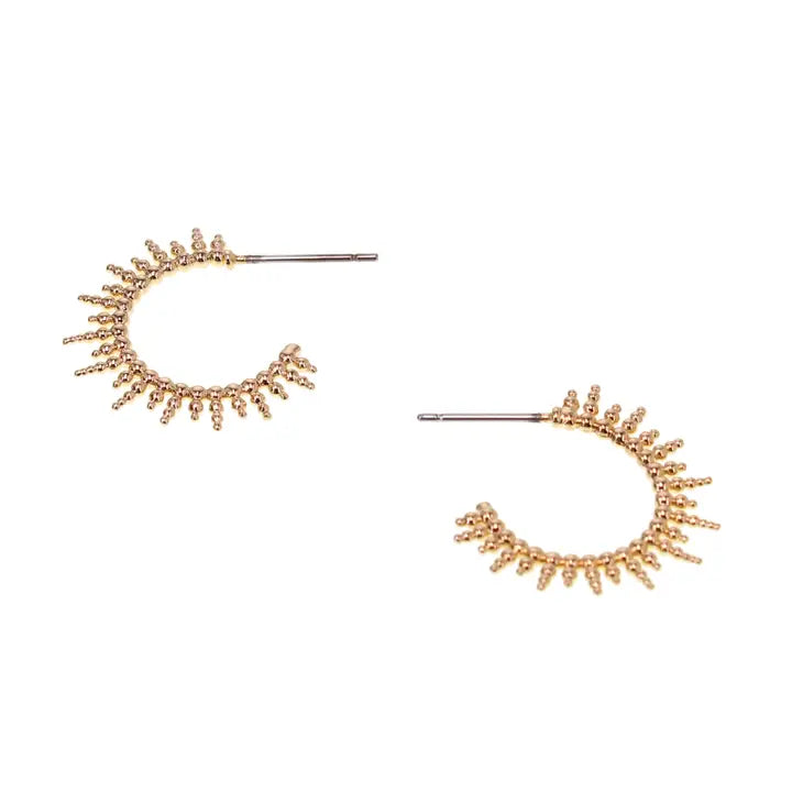 Small Sunburst Post Hoop Earring