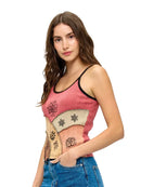 Boho Art Painted Patchwork Ribbed Tank Top