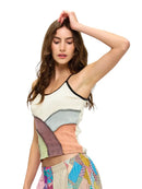 Boho Hippy Patchwork Ribbed Tank Top