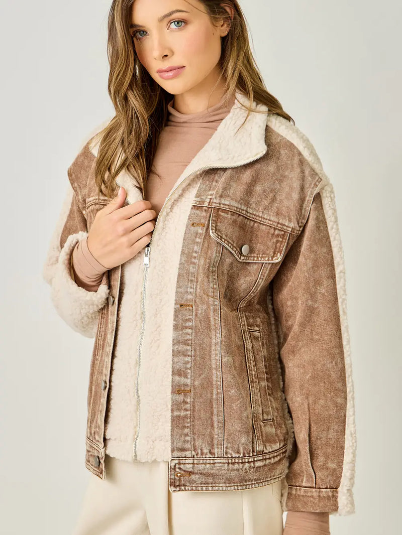 Denim Mixed Sherpa Jacket