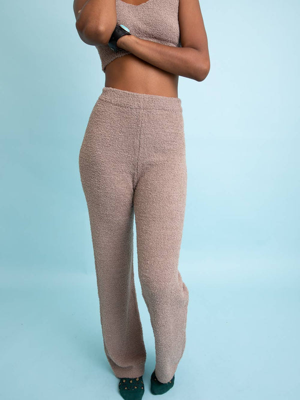 Boucle Cozy Lounge Pants-Mocha