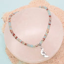 Blue Jasper Silver Moon Charm Anklet