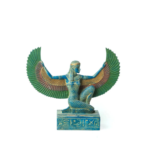 Winged Isis Statue Blue- 9"