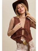Embroidered Lace Tie-Front Vest