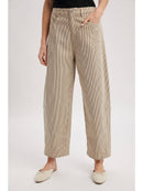 Striped Cotton Pants- Espresso/Taupe