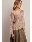 Speckled V-Neck Knit Sweater