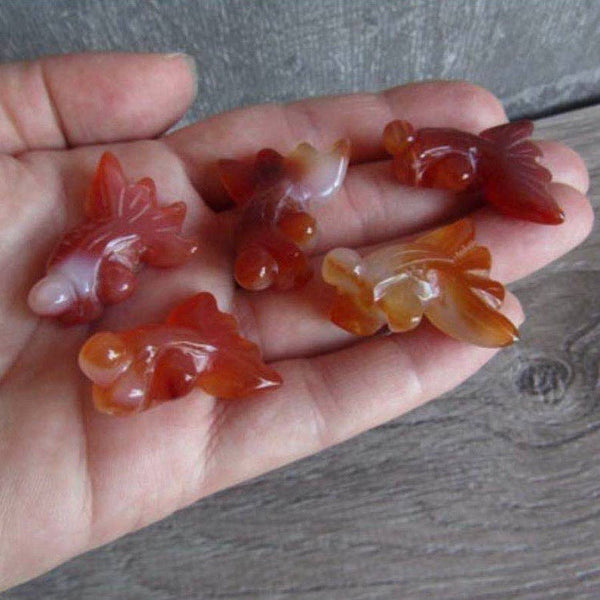 Carnelian & Green Agate Goldfish Figurine Beads