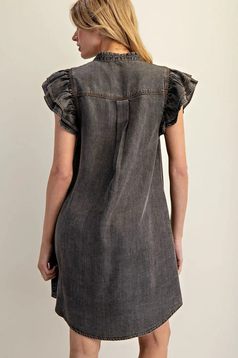 Snow Washed Button Down Mini Dress