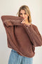 Dropped Shoulder Waffle Knit Sweater