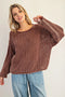 Dropped Shoulder Waffle Knit Sweater