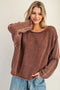 Dropped Shoulder Waffle Knit Sweater