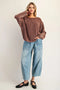 Dropped Shoulder Waffle Knit Sweater