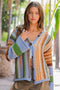 Multicolor Boho Style Button Front Sweater