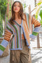 Multicolor Boho Style Button Front Sweater