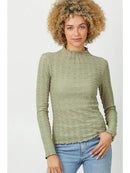 Lettuce Edge Textured Knit Top - Sage Green