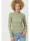 Lettuce Edge Textured Knit Top - Sage Green